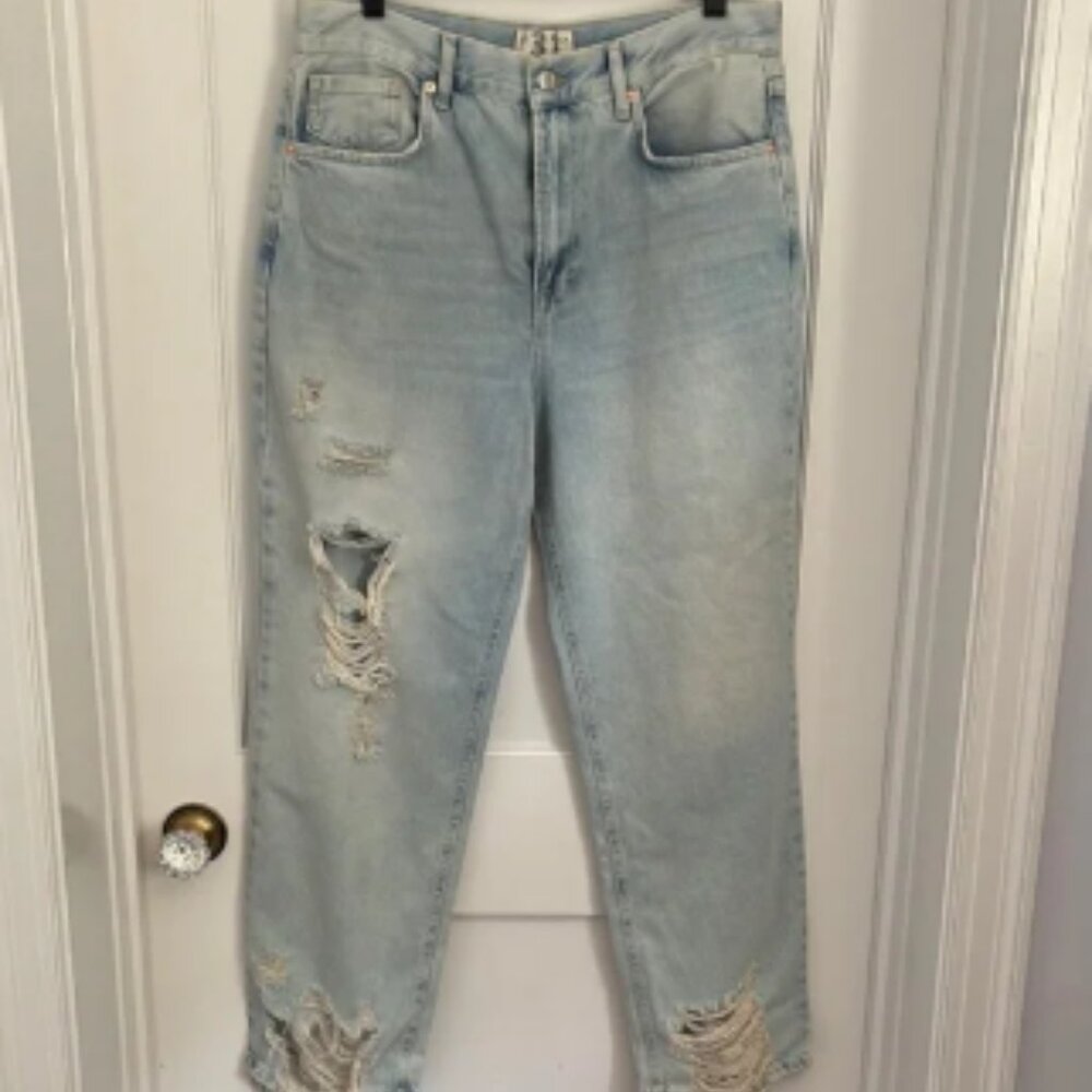 We the Free 100% cotton high rise super distressed jeans in light wash